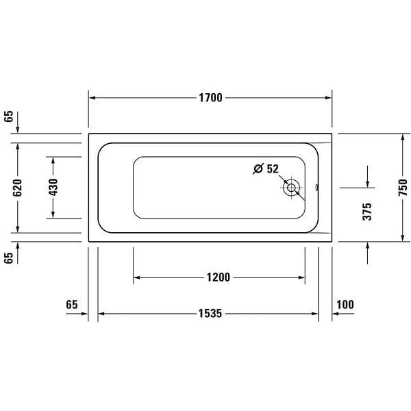 DURAVIT - Baignoire droite D-Code 170 x75 cm + Pare Bain gauche AURYS Mist 1 chromé version gauche - large
