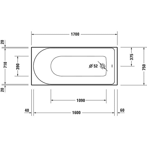 DURAVIT - Baignoire droite D-Neo170 x75 cm + Pare Bain gauche AURYS Mist 1 chromé - large