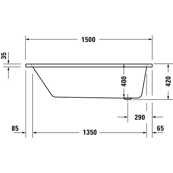 DURAVIT - Baignoire droite No.1 180 x 85 cm + Pare Bain gauche AURYS Mist 1 chromé version gauche - large