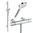 HANSGROHE - Pack mitigeur douche thermostatique Ecostat Comfort + Barre Unica S Puro + flexible + Pommeau Crometta blanc/chromé - vignette