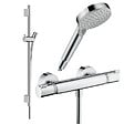 HANSGROHE - Pack mitigeur douche thermostatique Ecostat Comfort + Barre Unica S Puro + flexible + Pommeau Vernis Blend Vario chromé - vignette