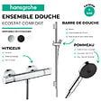 HANSGROHE - Pack mitigeur douche thermostatique Ecostat Comfort + Barre Unica + flexible + Pommeau Pulsify Select 3 jets chromé - vignette