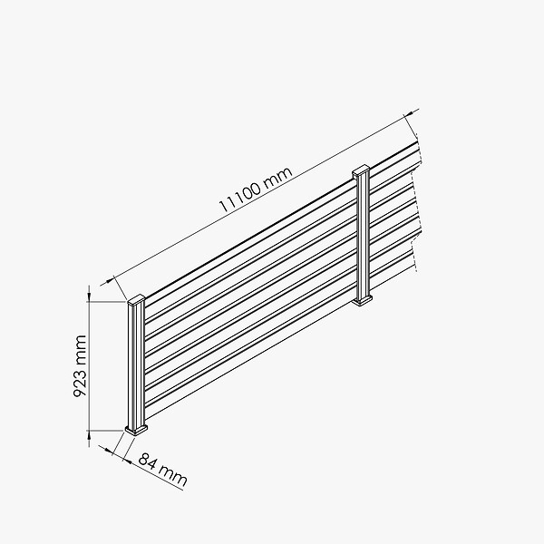 MON MARCHE DECO - Kit Clôture SLIM PVC Blanc H. 90 cm x L. 11.10 m - 7 Lisses claire-voie - large