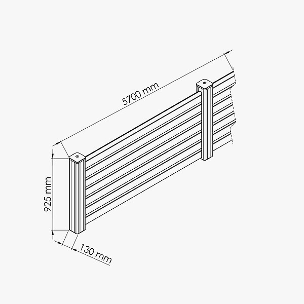 MON MARCHE DECO - Kit Clôture PRO PVC Blanc H. 90 cm x L. 5.70 m - 7 Lisses claire-voie - large