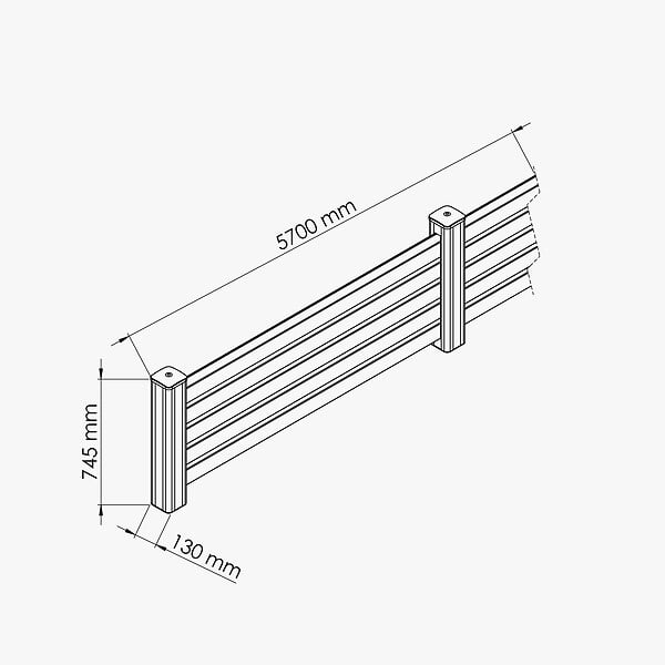 MON MARCHE DECO - Kit Clôture PRO PVC Blanc H. 72 cm x L. 5.70 m - 5 Lisses claire-voie - large