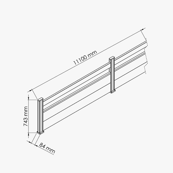 MON MARCHE DECO - Kit Clôture SLIM PVC Blanc H. 72 cm x L. 11.10 m - 1 lisse + 2 soubassements - large