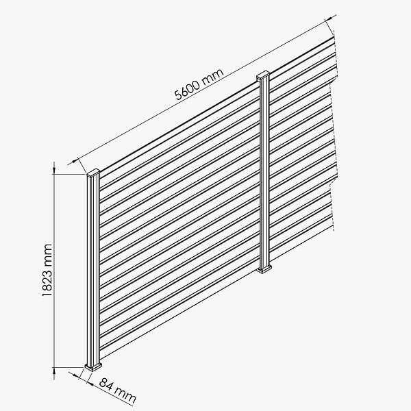 MON MARCHE DECO - Kit Clôture SLIM PVC Blanc H. 180 cm x L. 5.60 m - 15 Lisses claire-voie - large