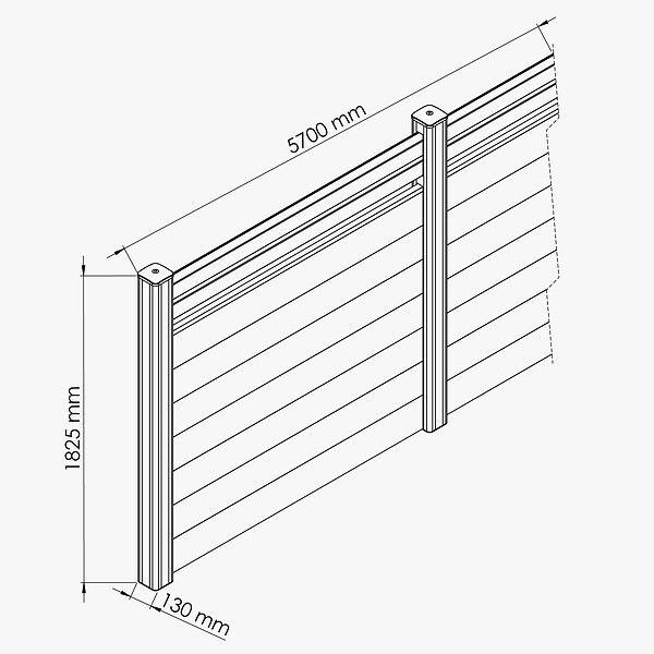 MON MARCHE DECO - Kit Clôture PRO PVC Blanc H. 180 cm x L. 5.70 m - 2 Lisses claire-voie + 7 Soubassements - large