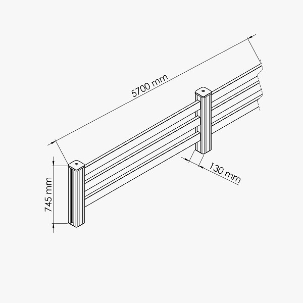 MON MARCHE DECO - Kit Clôture PRO PVC Blanc H. 72 cm x L. 5.70 m - 3 Lisses - large
