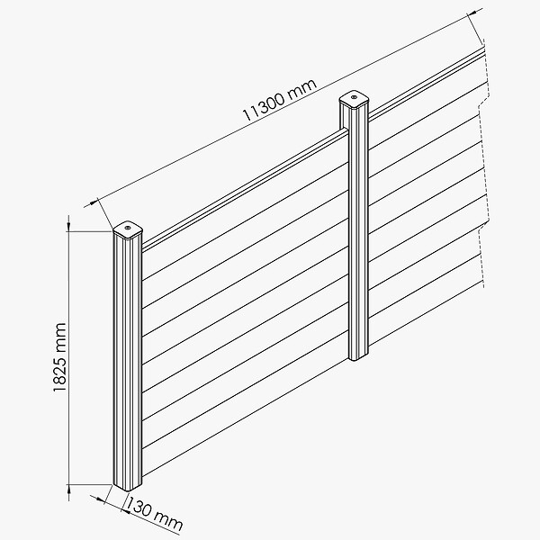 MON MARCHE DECO - Kit Clôture PRO PVC Blanc H. 180 cm x L. 11.30 m - 8 Soubassements - large