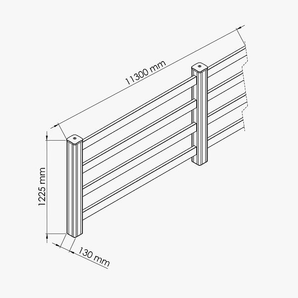 MON MARCHE DECO - Kit Clôture PRO PVC Blanc H. 120 cm x L. 11.30 m - 4 Lisses - large