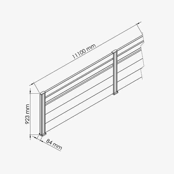 MON MARCHE DECO - Kit Clôture SLIM PVC Blanc H. 90 cm x L. 11.10 m - 2 Lisses + 3 Soubassements - large