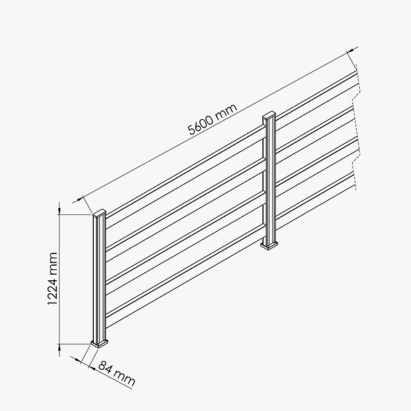 MON MARCHE DECO - Kit Clôture SLIM PVC Blanc H. 120 cm x L. 5.60 m - 4 Lisses - large