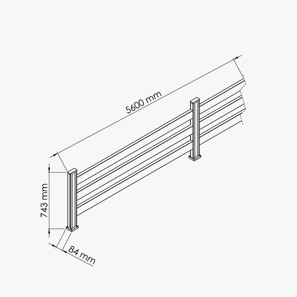 MON MARCHE DECO - Kit Clôture SLIM PVC Blanc H. 72 cm x L. 5.60 m - 3 Lisses - large