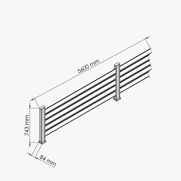 MON MARCHE DECO - Kit Clôture SLIM PVC Blanc H. 72 cm x L. 5.60 m - 5 Lisses claire-voie - large
