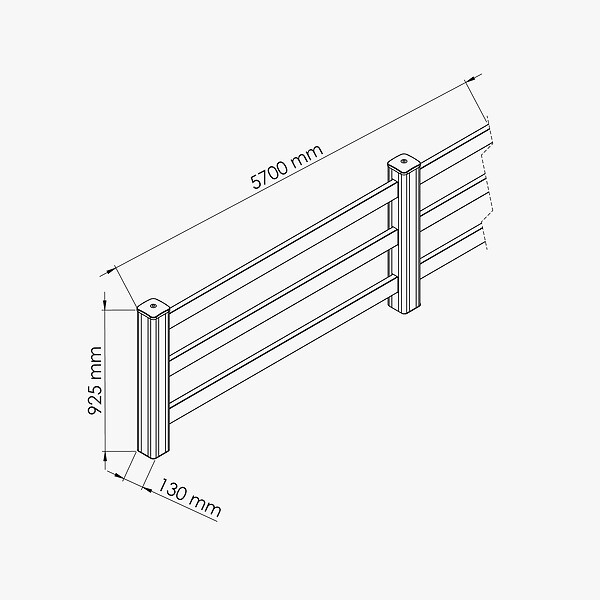 MON MARCHE DECO - Kit Clôture PRO PVC Blanc H. 90 cm x L. 5.70 m - 3 Lisses - large
