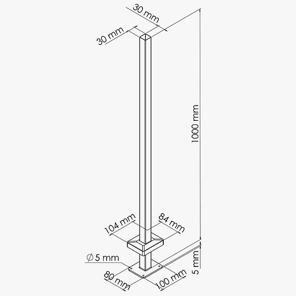MON MARCHE DECO - Platine pour poteau de clôture PVC SLIM 100 cm - large