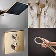 HANSGROHE - Colonne douche thermostatique Ecostat Square Douche de tête PulsifyS Flexible Isiflex Douchette Raindance SelectS bronze - vignette
