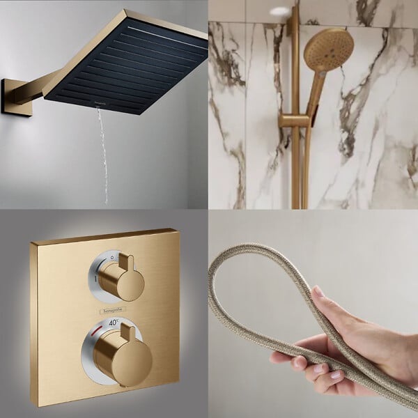 HANSGROHE - Colonne douche thermostatique Ecostat Square Douche tête PulsifyS Flexible Designflex Douchette Raindance SelectS bronze - large