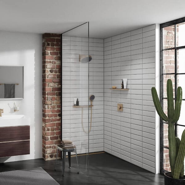 HANSGROHE - Pommeau de douche Pulsify Select EcoSmart 105 3 jets relaxation + Flexible 160 cm Isiflex Bronze brossé - large