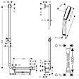 HANSGROHE - Barre de douche PMR Unica 110 avec poignée à droite Chromé + Pommeau de douche Pulsify 3 jets + flexible Metaflex 160cm - vignette