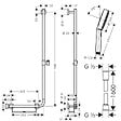 HANSGROHE - Barre de douche PMR Unica 110 poignée à gauche Chromé + Pommeau de douche Pulsify 3 jets + flexible Designflex 160cm - vignette