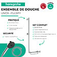 HANSGROHE - Barre de douche PMR Unica 110 poignée à droite Chromé + Pommeau de douche Pulsify 3 jets + flexible Designflex 160cm - vignette