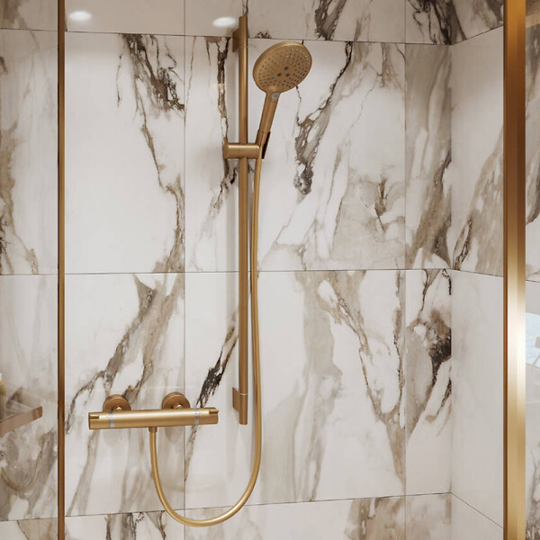HANSGROHE - Ensemble barre de douche Unica S Puro + Flexible + Pommeau de douche Raindance Select S Bronze Brossé - large
