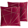 BELIANI - Lot de 2 coussins décoratifs PINUS Velours 45 x 45 cm Rouge Motif géométrique - vignette