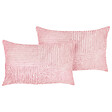 BELIANI - Lot de 2 coussins décoratifs MILLET Velours côtelé 30 x 50 cm Rose Motif géométrique - vignette