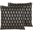 BELIANI - Lot de 2 coussins décoratifs LEROY Coton 45 x 45 cm Noir Motif de Noël - vignette