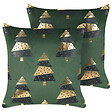BELIANI - Lot de 2 coussins décoratifs GOLDSPRUCE Velours 45 x 45 cm Vert Motif de Noël - vignette