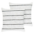 BELIANI - Lot de 2 coussins décoratifs MILAS Lin 50 x 50 cm Noir/blanc À rayure - vignette