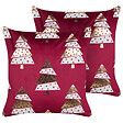 BELIANI - Lot de 2 coussins décoratifs GOLDSPRUCE Velours 45 x 45 cm Rouge Motif de Noël - vignette