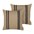 BELIANI - Lot de 2 coussins décoratifs DESALIX Jute 45 x 45 cm Beige À rayure - vignette