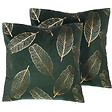 BELIANI - Lot de 2 coussins décoratifs FREESIA Velours 45 x 45 cm Vert foncé Motif de plante - vignette