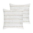 BELIANI - Lot de 2 coussins décoratifs MILAS Lin 50 x 50 cm Blanc À rayure - vignette