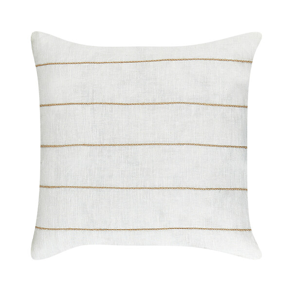 BELIANI - Lot de 2 coussins décoratifs MILAS Lin 50 x 50 cm Blanc À rayure - large