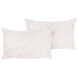 BELIANI - Lot de 2 coussins décoratifs MILLET 30 x 50 cm Velours côtelé Blanc cassé Motif géométrique - vignette