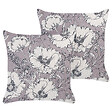 BELIANI - Lot de 2 coussins décoratifs SOPHORA 45 x 45 cm Gris Motif floral - vignette