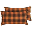 BELIANI - Lot de 2 coussins décoratifs BARJA 40 x 70 cm Orange À carreaux - vignette