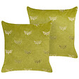 BELIANI - Lot de 2 coussins décoratifs YUZURI Velours 45 x 45 cm Vert clair Motif animal - vignette