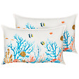 BELIANI - Lot de 2 coussins décoratifs EELGRASS Coton 30 x 50 cm Multicolore Motif animal - vignette