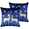 BELIANI - Lot de 2 coussins décoratifs MERINGUE Velours 45 x 45 cm Bleu foncé Motif de Noël - vignette