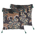 BELIANI - Lot de 2 coussins décoratifs KUHI Velours 45 x 45 cm Noir Motif animal - vignette