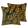 BELIANI - Lot de 2 coussins décoratifs MISTLETOE Velours 45 x 45 cm Vert Doré Motif de plante - vignette