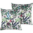 BELIANI - Lot de 2 coussins décoratifs GASTERIA Velours 45 x 45 cm Vert Motif de plante - vignette