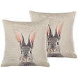 BELIANI - Lot de 2 coussins décoratifs QUERCUS 45 x 45 cm Taupe Motif animal - vignette
