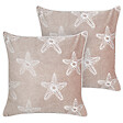 BELIANI - Lot de 2 coussins décoratifs CERAMIUM Velours 45 x 45 cm Rose pastel Motif floral - vignette