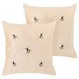 BELIANI - Lot de 2 coussins décoratifs TALINUM Velours 45 x 45 cm Beige Motif animal - vignette